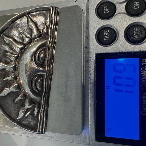 Vintage Sterling Silver Brooch Pin Large Rising Sun 925 - Picture 12 of 12